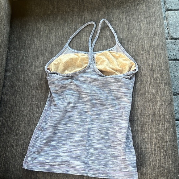Lululemon gray striped tank top with built in bra. Size small - Picture 2 of 4